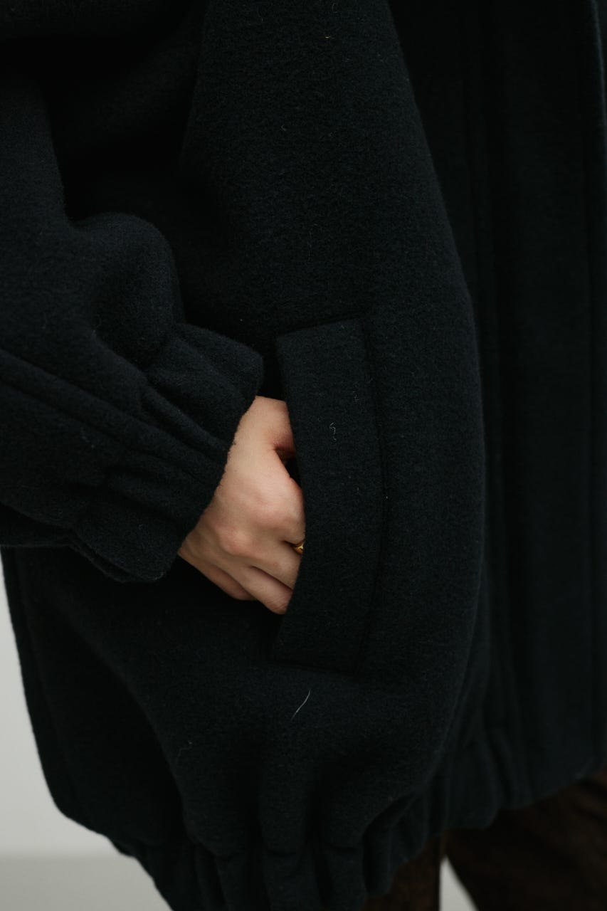 ウールZIPミディコート BLK FREE