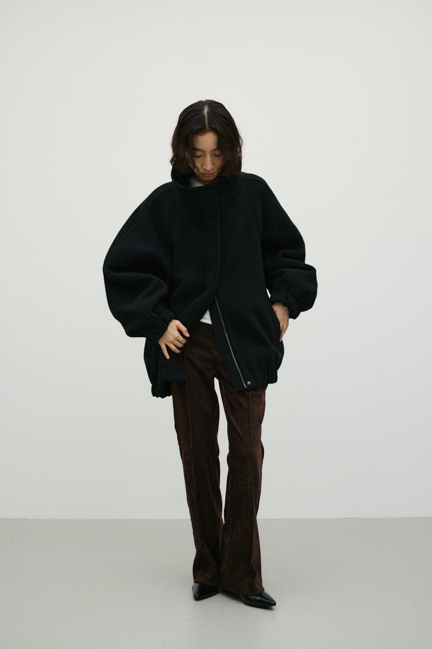 ウールZIPミディコート BLK FREE