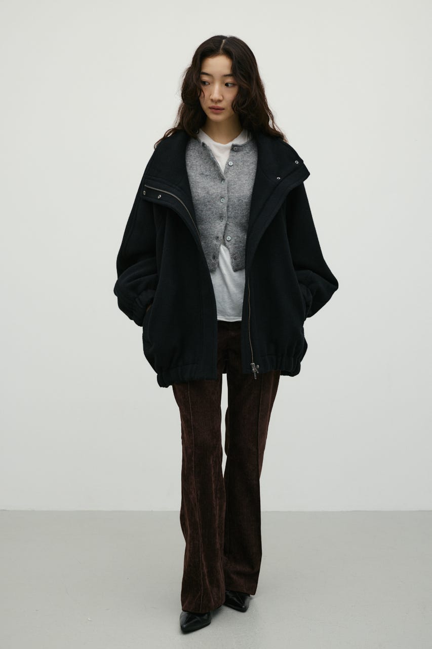 ウールZIPミディコート BLK FREE