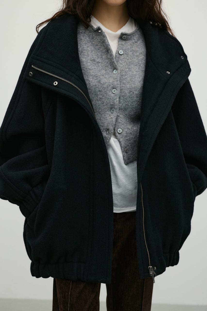 ウールZIPミディコート BLK FREE