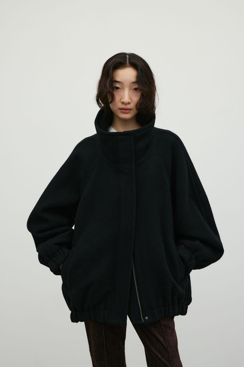 ウールZIPミディコート BLK FREE