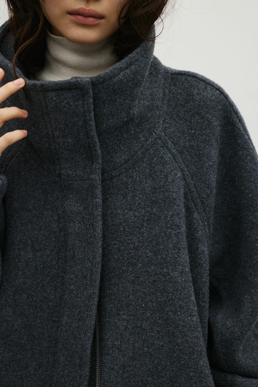 ウールZIPミディコート GRY FREE