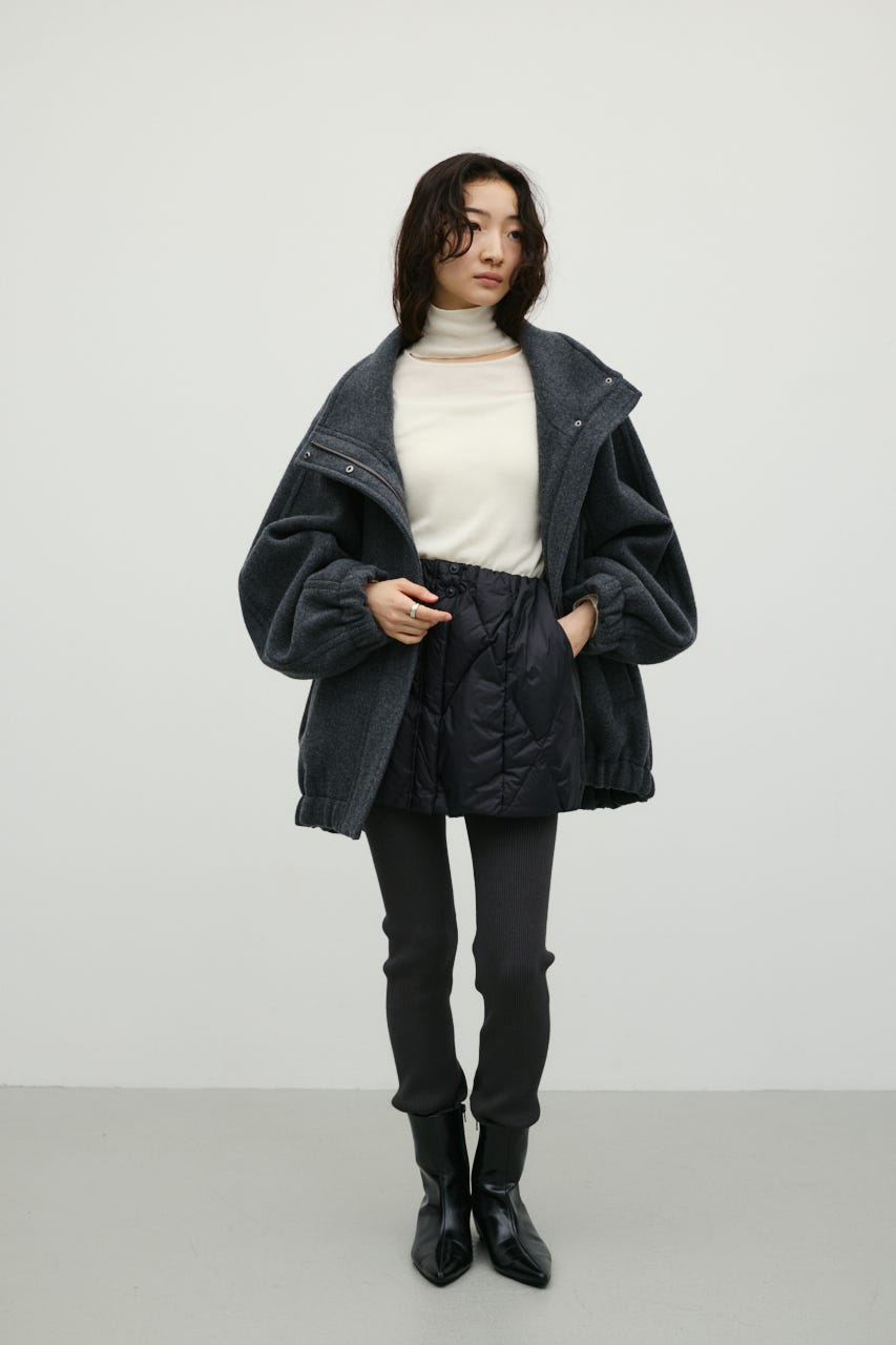 ウールZIPミディコート GRY FREE