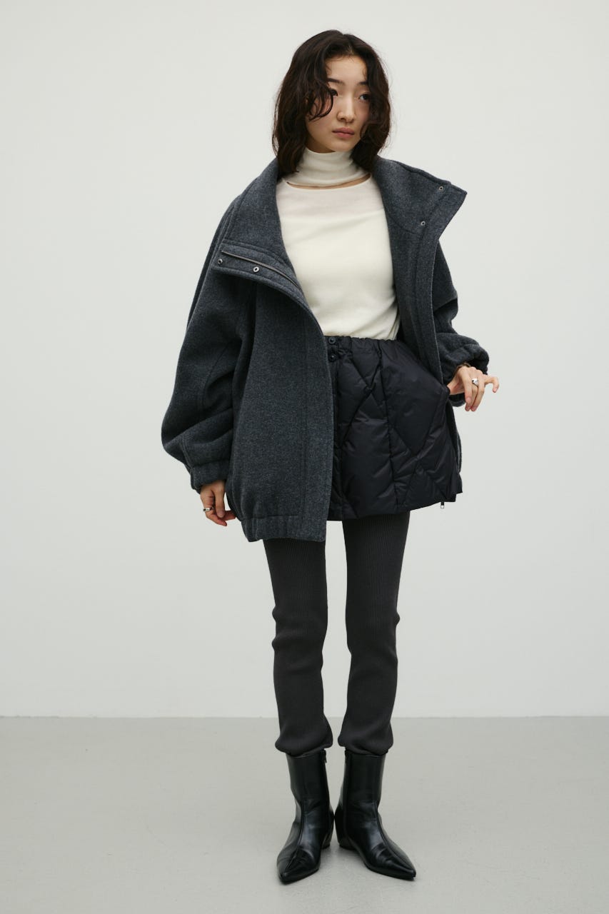 ウールZIPミディコート GRY FREE