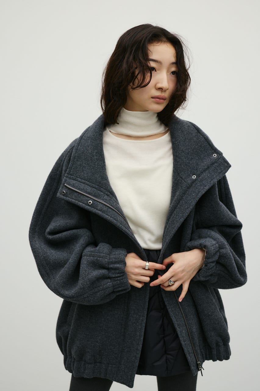 ウールZIPミディコート GRY FREE