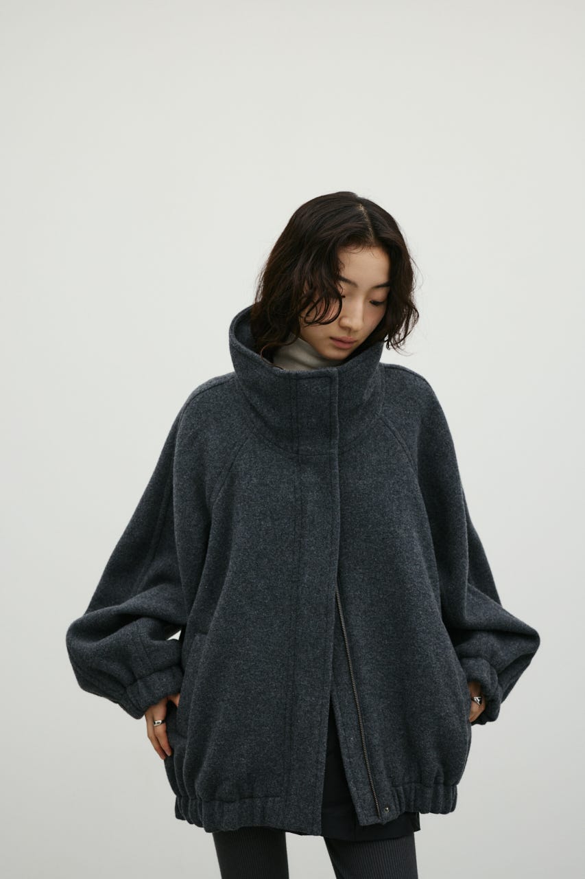 ウールZIPミディコート GRY FREE