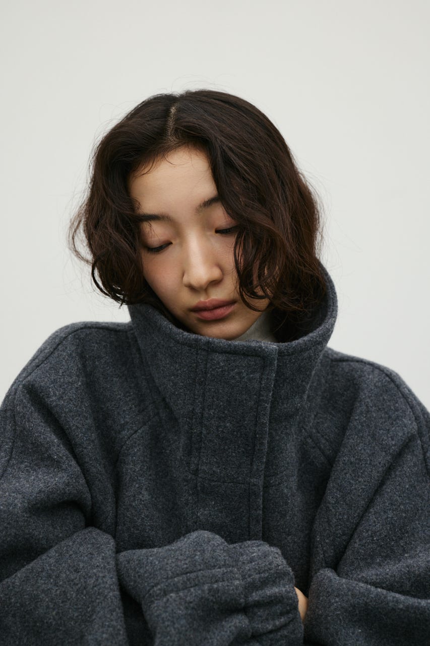 ウールZIPミディコート GRY FREE