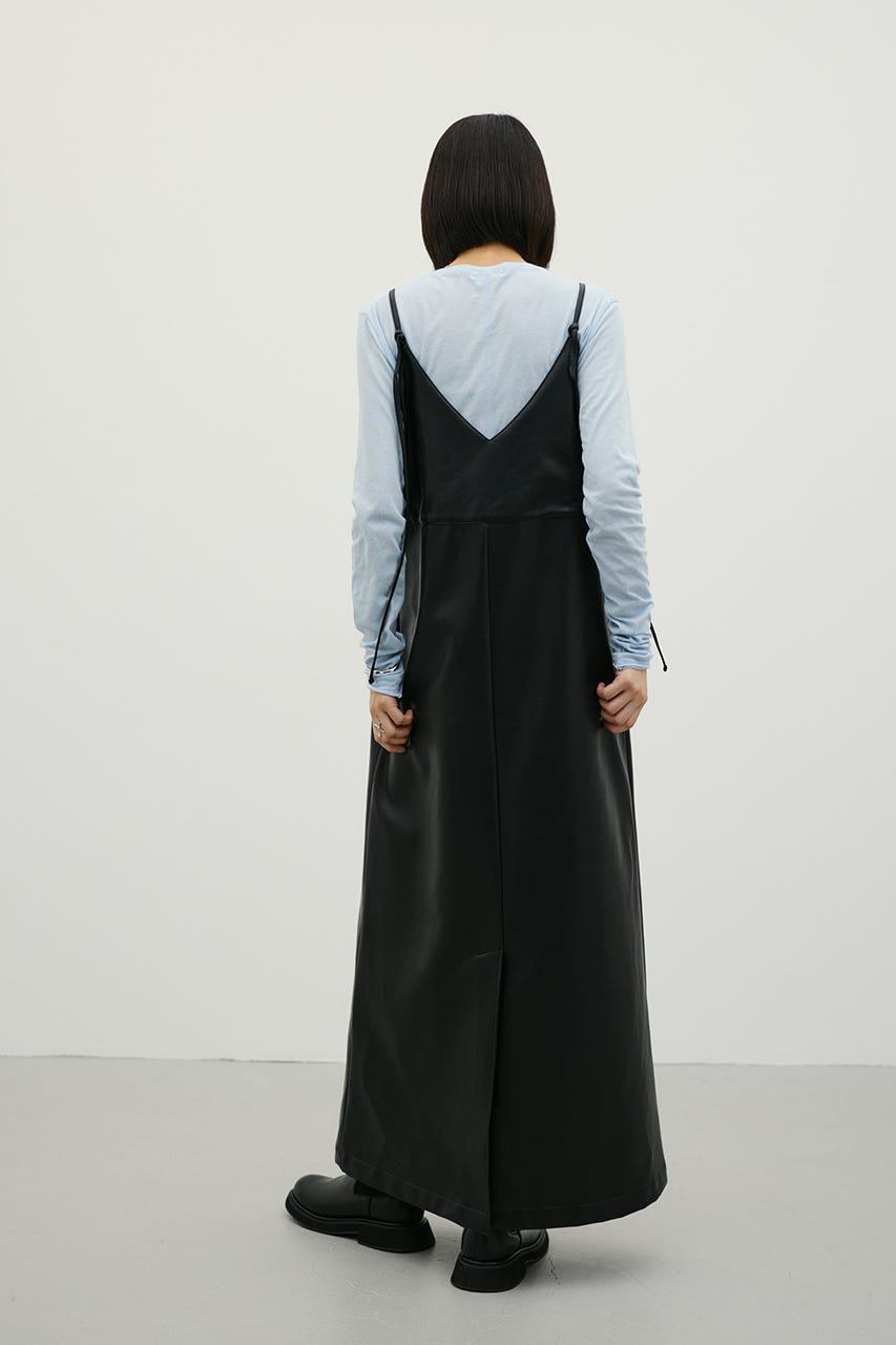 フェイクレザーキャミワンピース BLK FREE