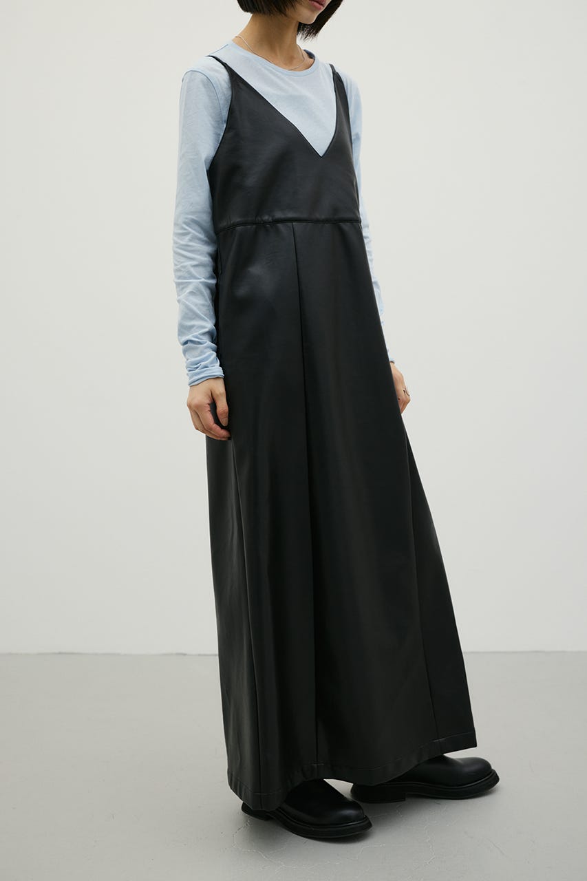 フェイクレザーキャミワンピース BLK FREE