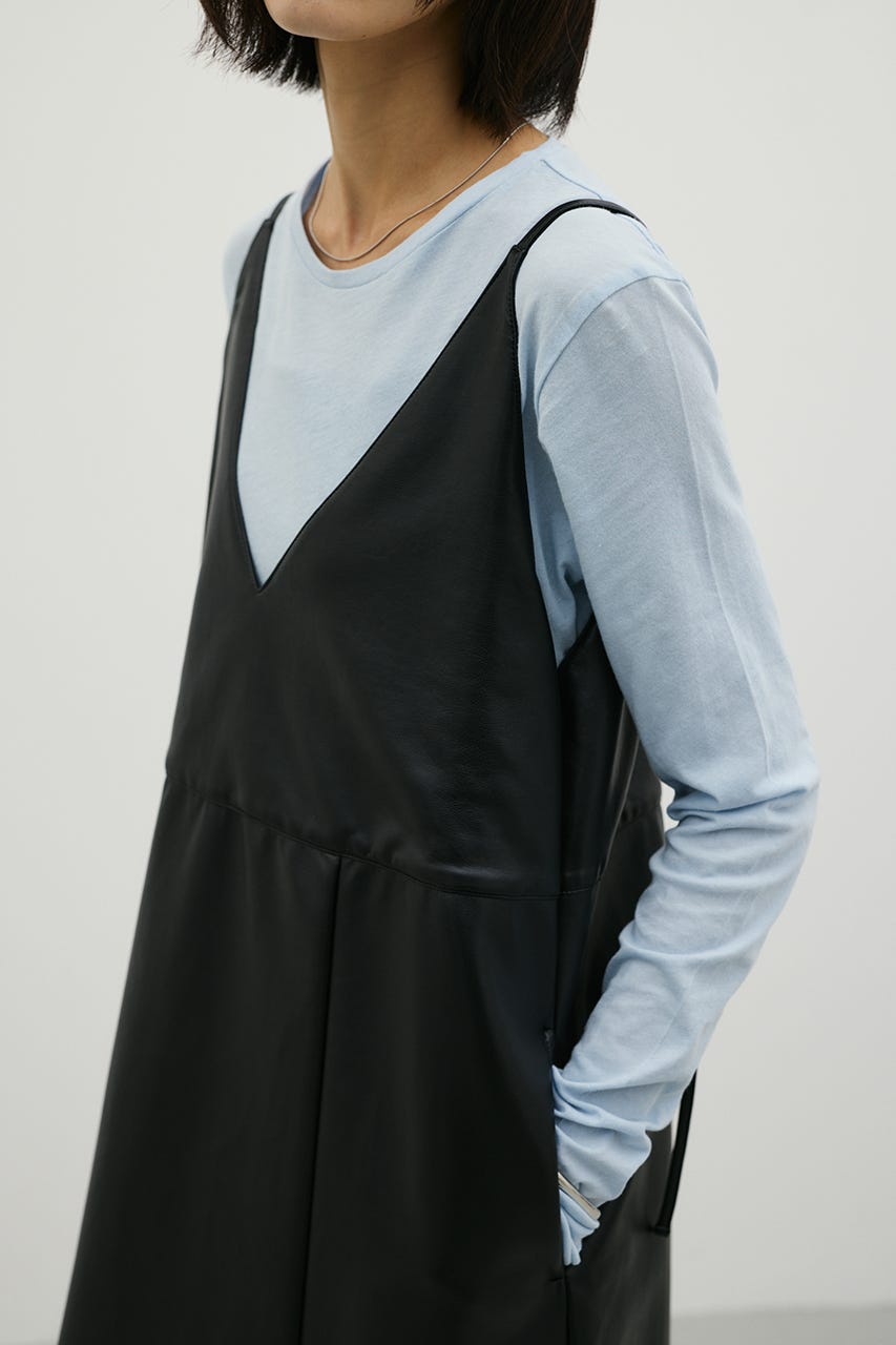 フェイクレザーキャミワンピース BLK FREE