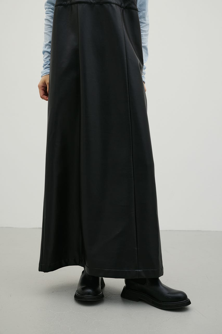 フェイクレザーキャミワンピース BLK FREE