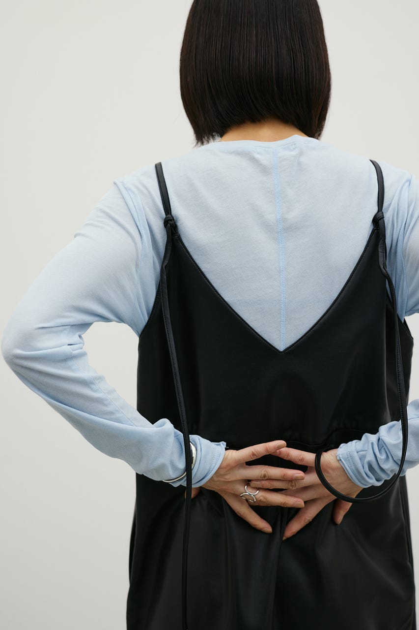 フェイクレザーキャミワンピース BLK FREE