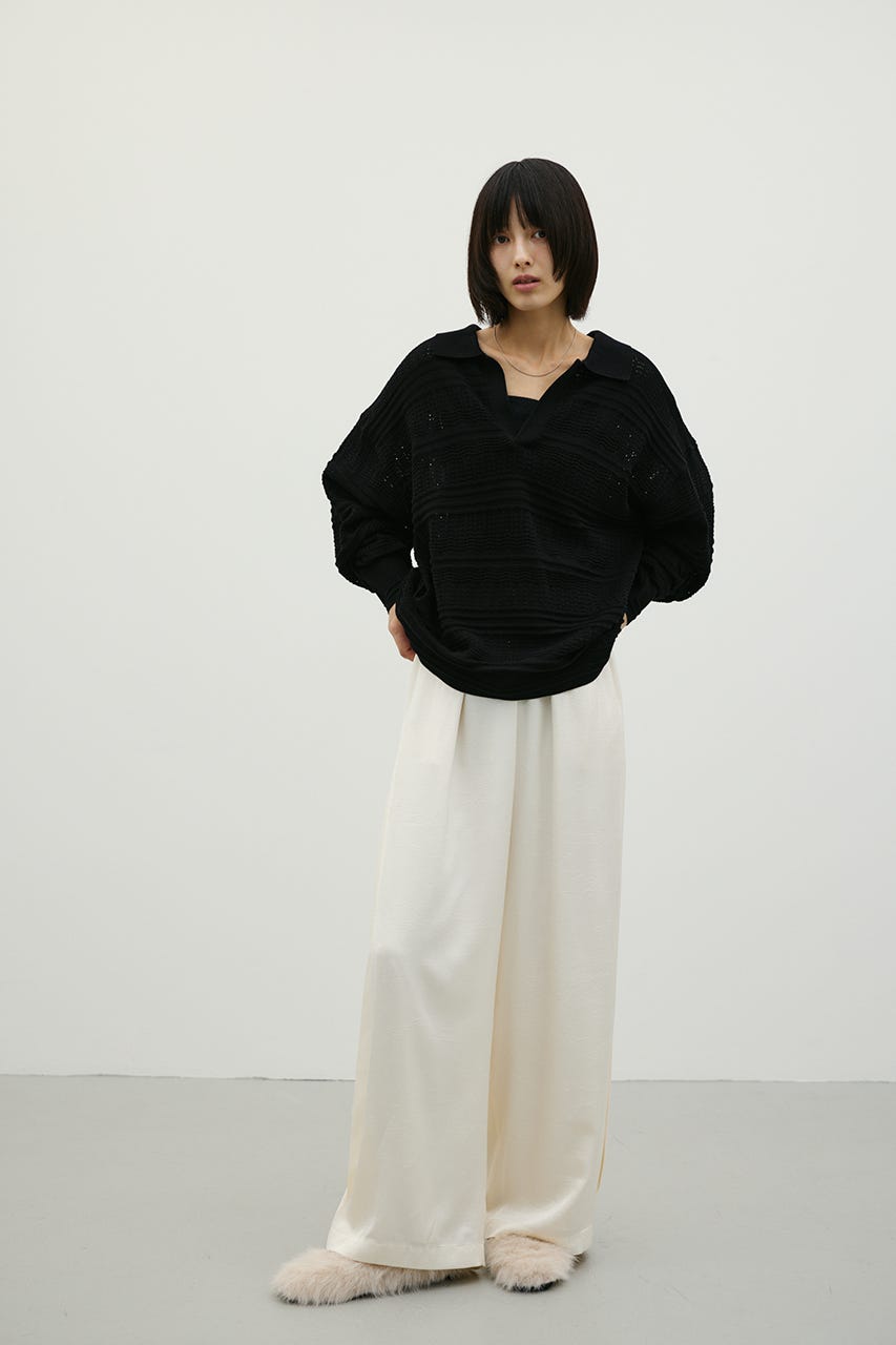 スカシボーダーラガーニット BLK FREE