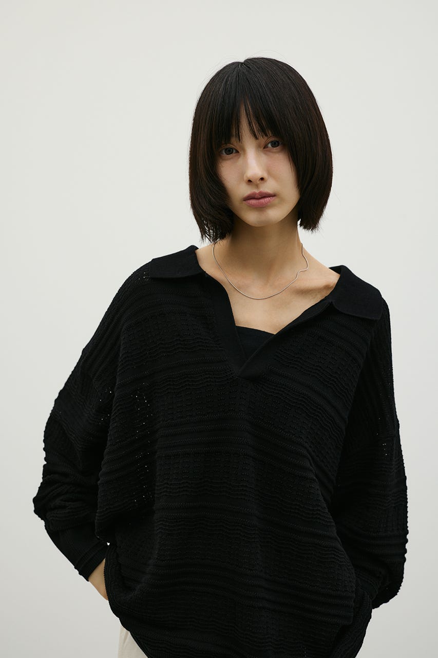 スカシボーダーラガーニット BLK FREE