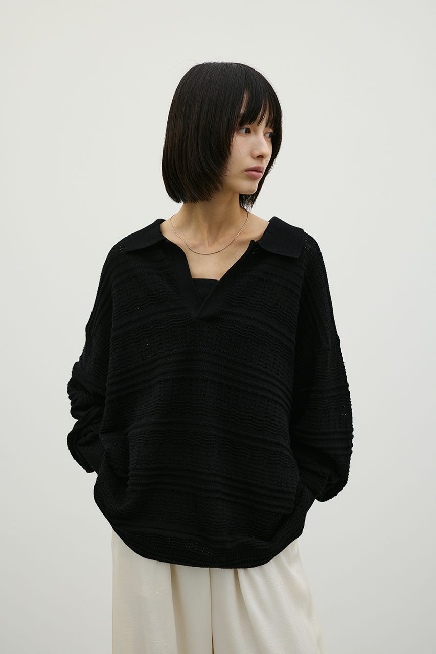 スカシボーダーラガーニット BLK FREE