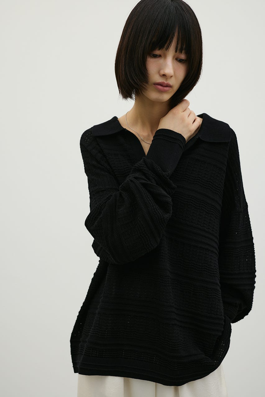 スカシボーダーラガーニット BLK FREE