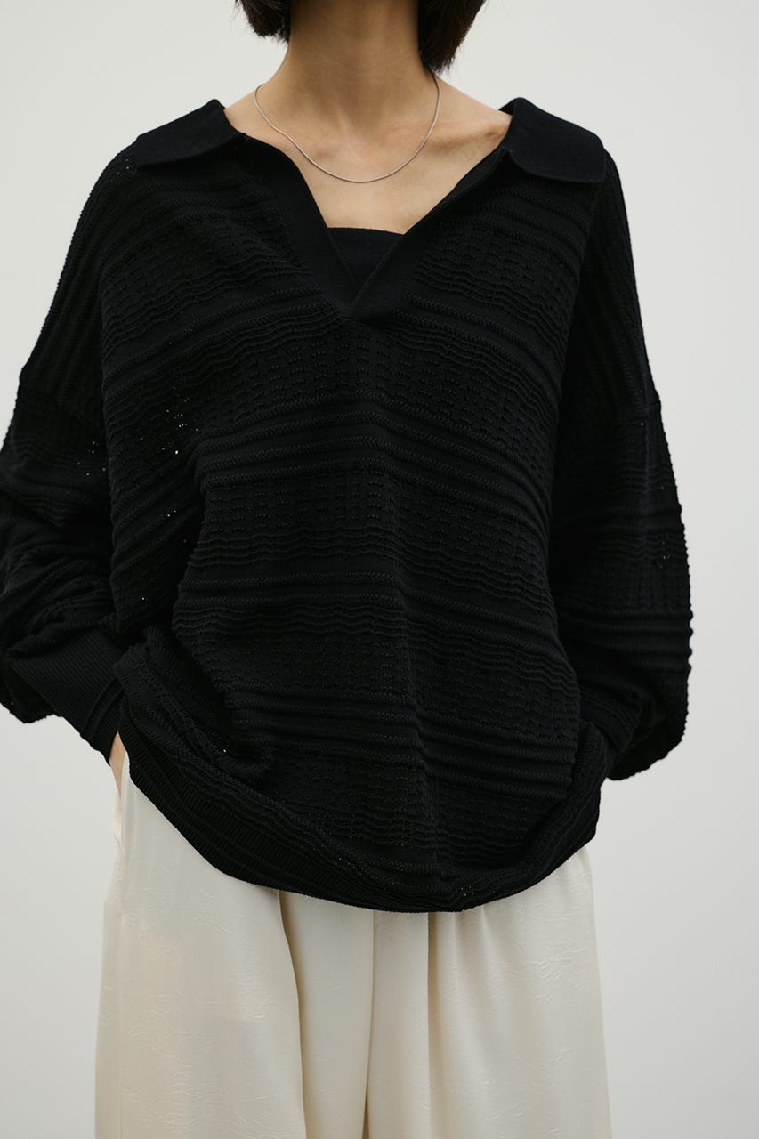 スカシボーダーラガーニット BLK FREE