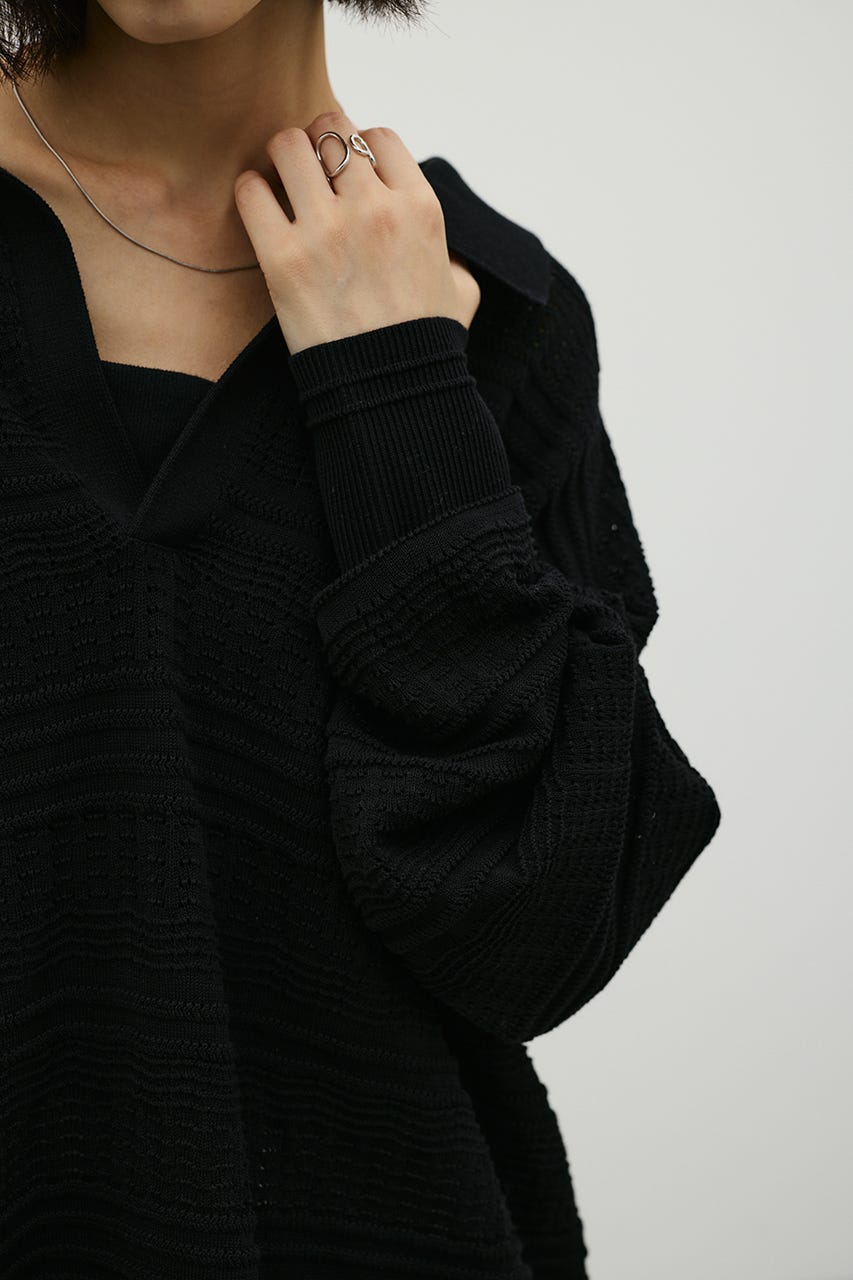 スカシボーダーラガーニット BLK FREE