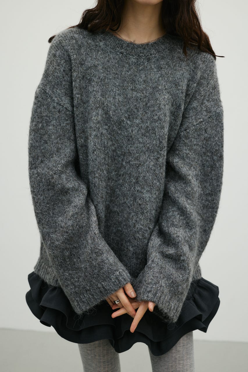 シャギールーズニットトップ GRY FREE