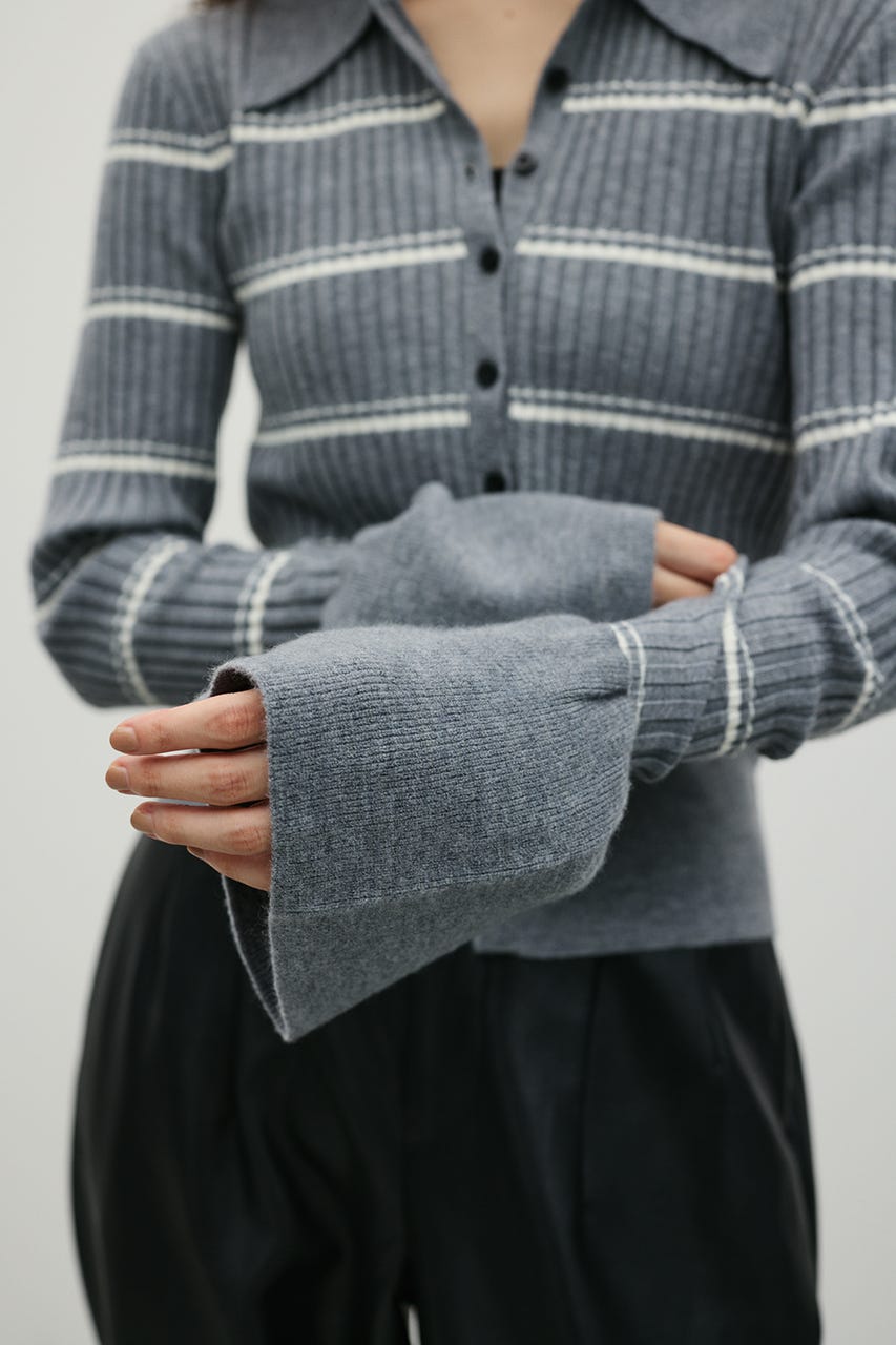 ボーダーニットポロ GRY FREE