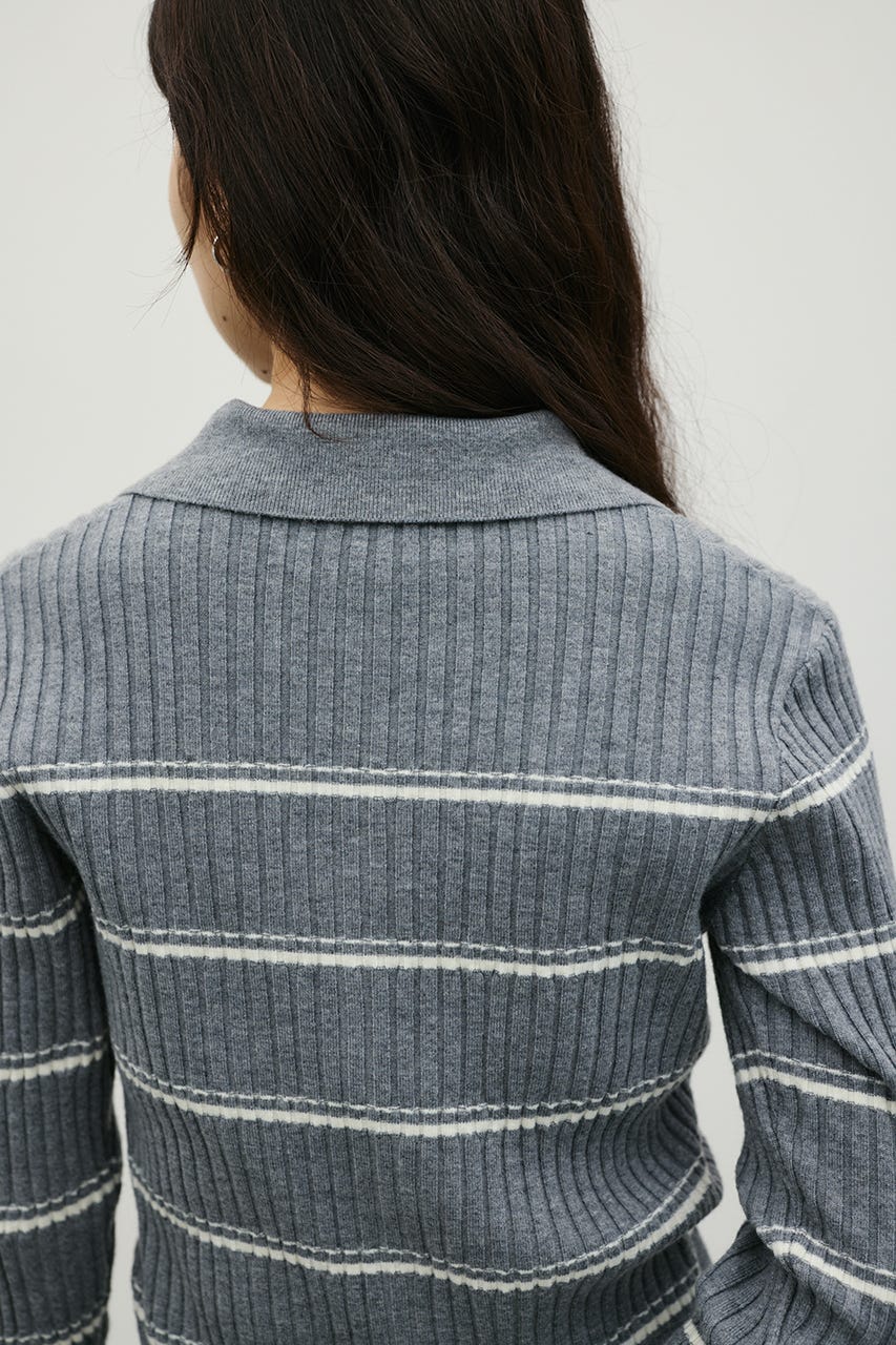 ボーダーニットポロ GRY FREE