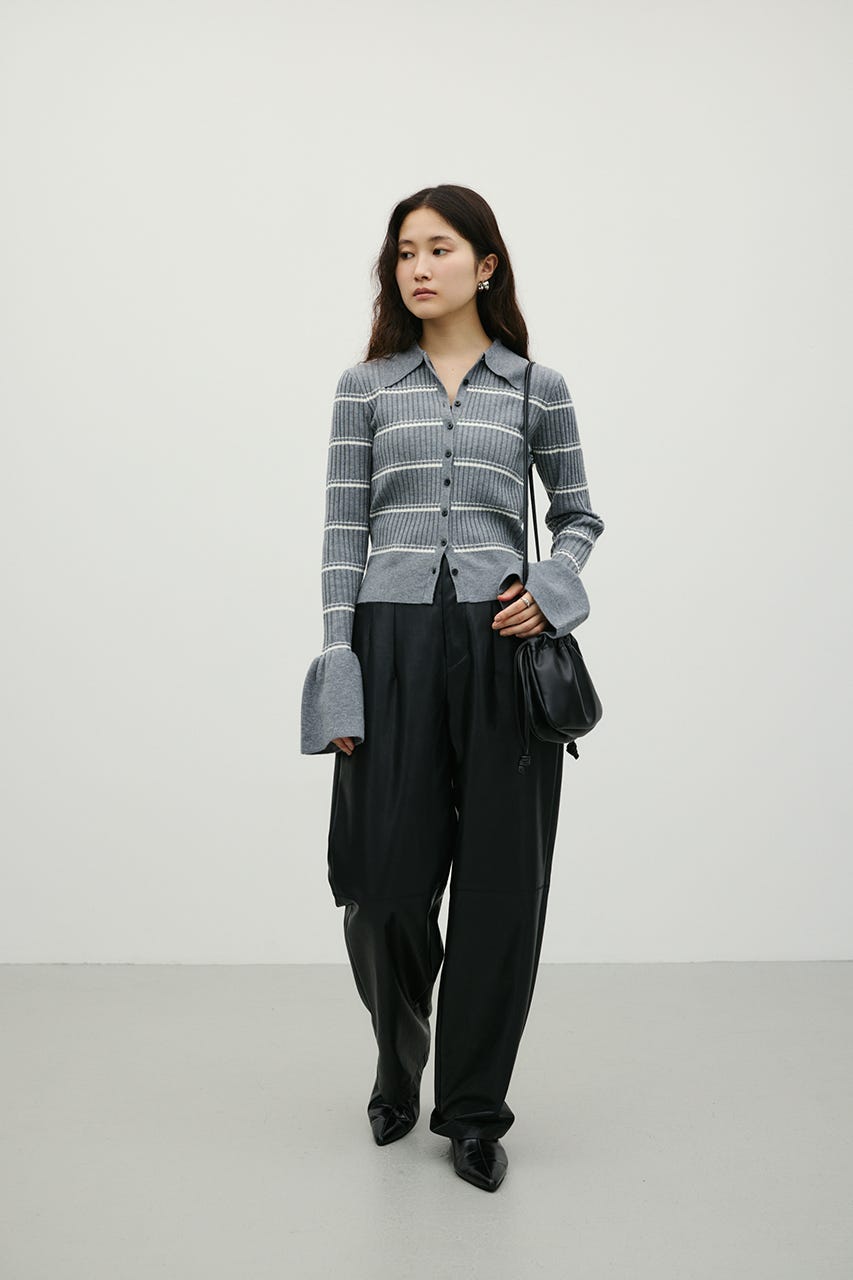 ボーダーニットポロ GRY FREE