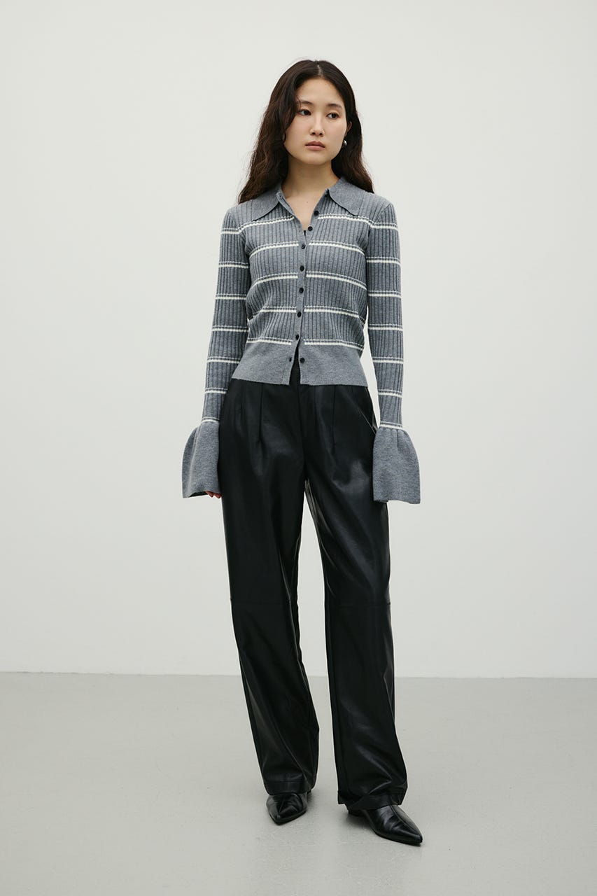 ボーダーニットポロ GRY FREE