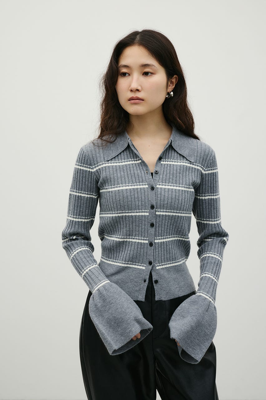 ボーダーニットポロ GRY FREE