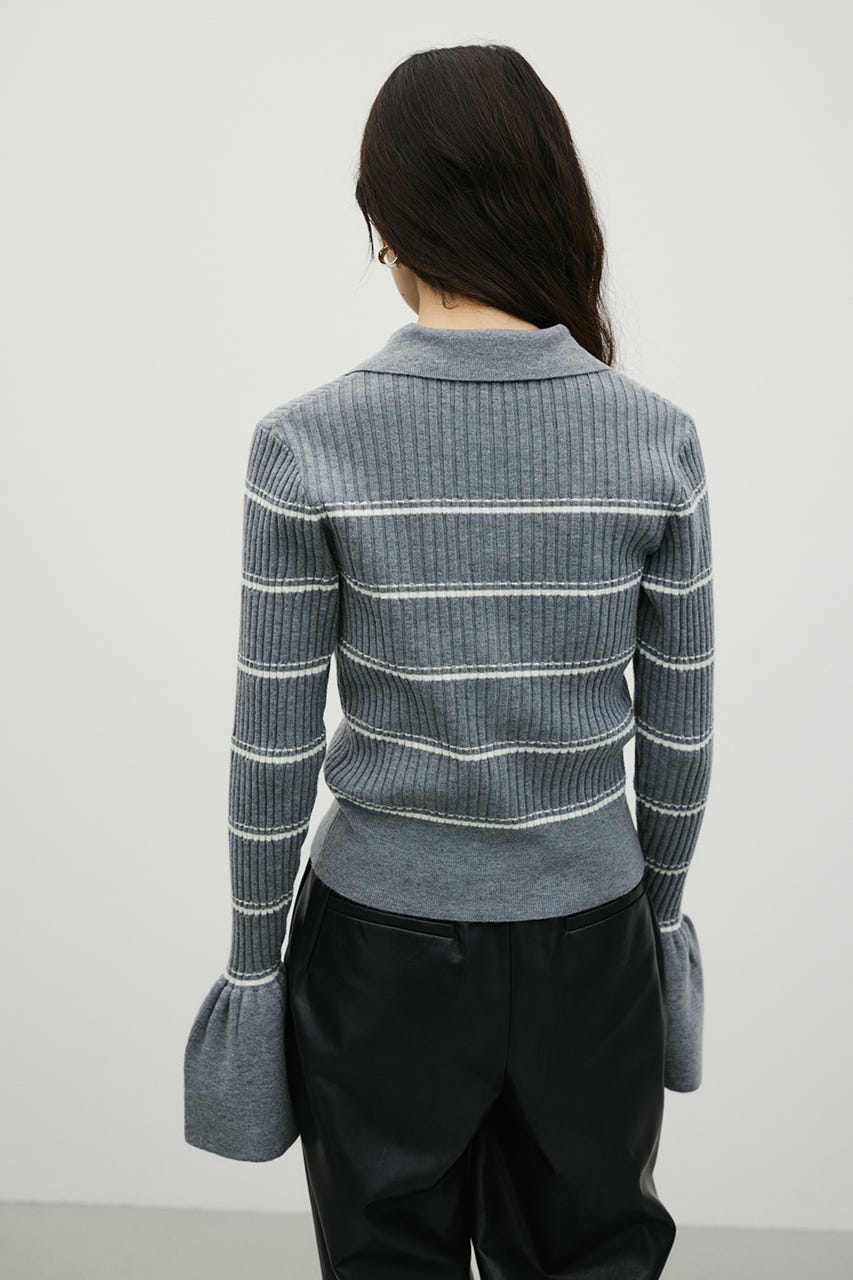 ボーダーニットポロ GRY FREE