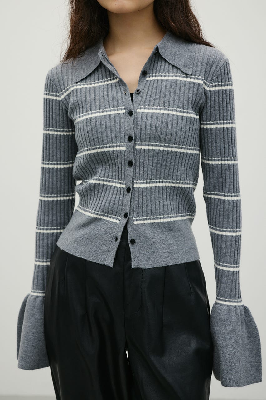 ボーダーニットポロ GRY FREE