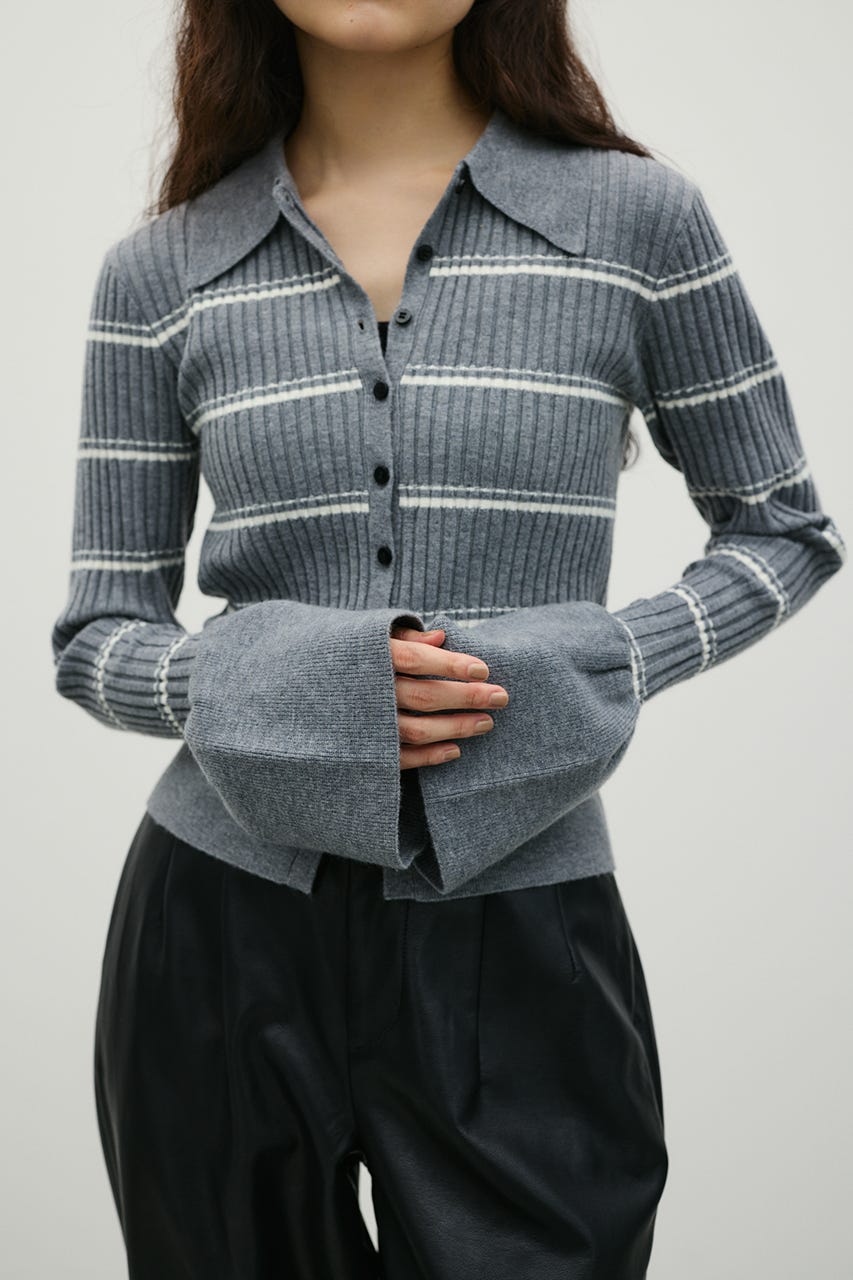ボーダーニットポロ GRY FREE