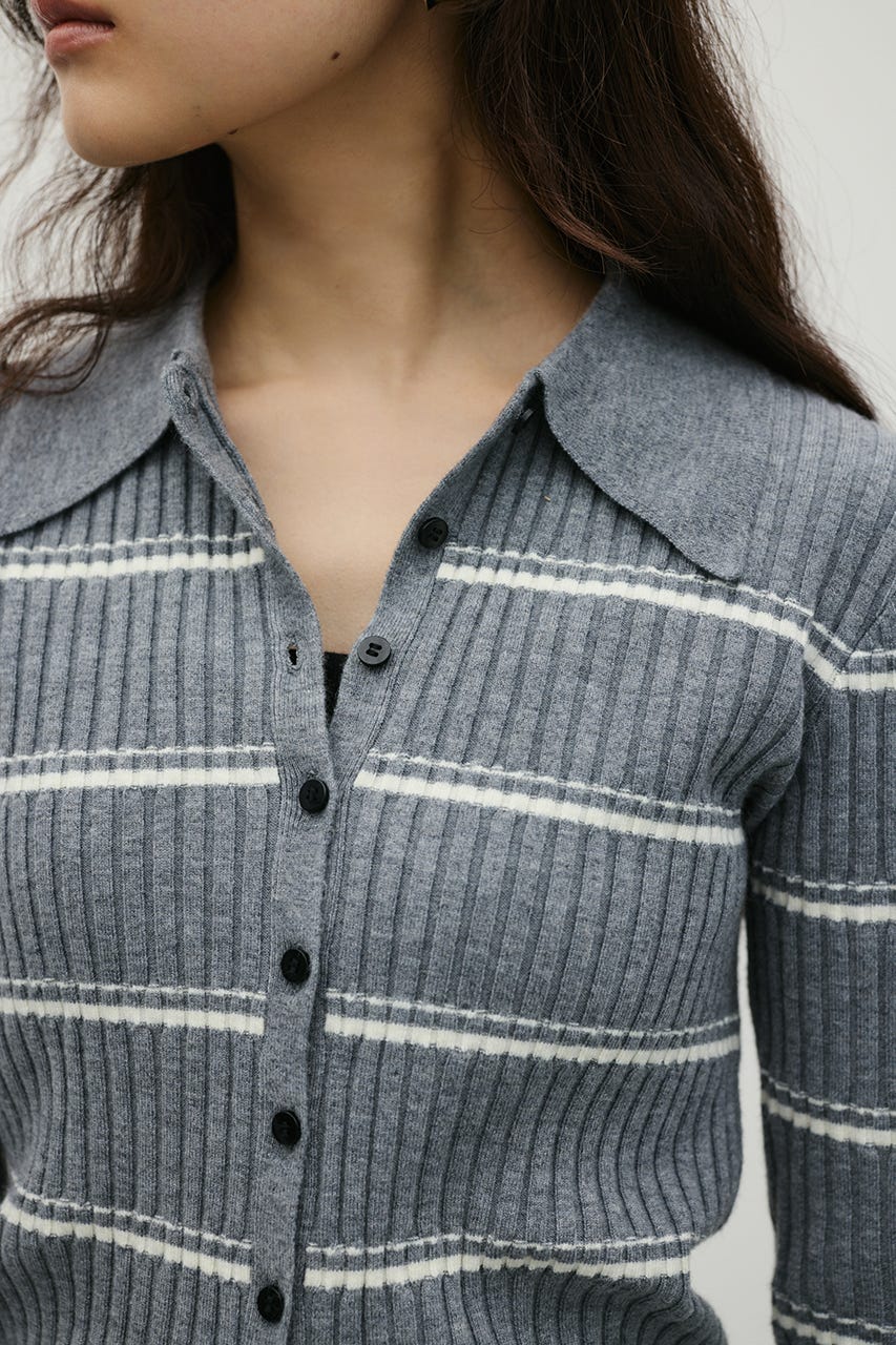 ボーダーニットポロ GRY FREE