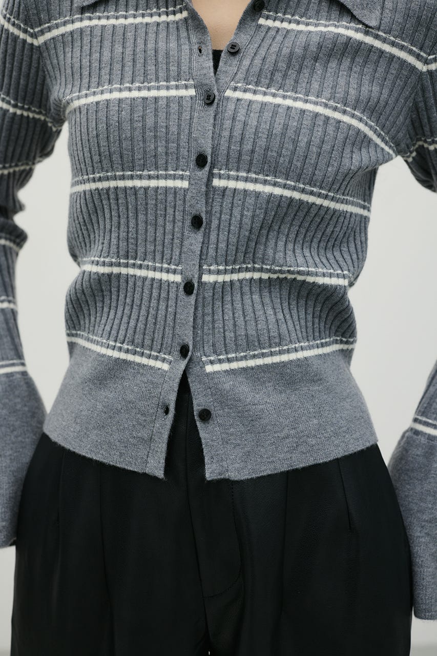 ボーダーニットポロ GRY FREE