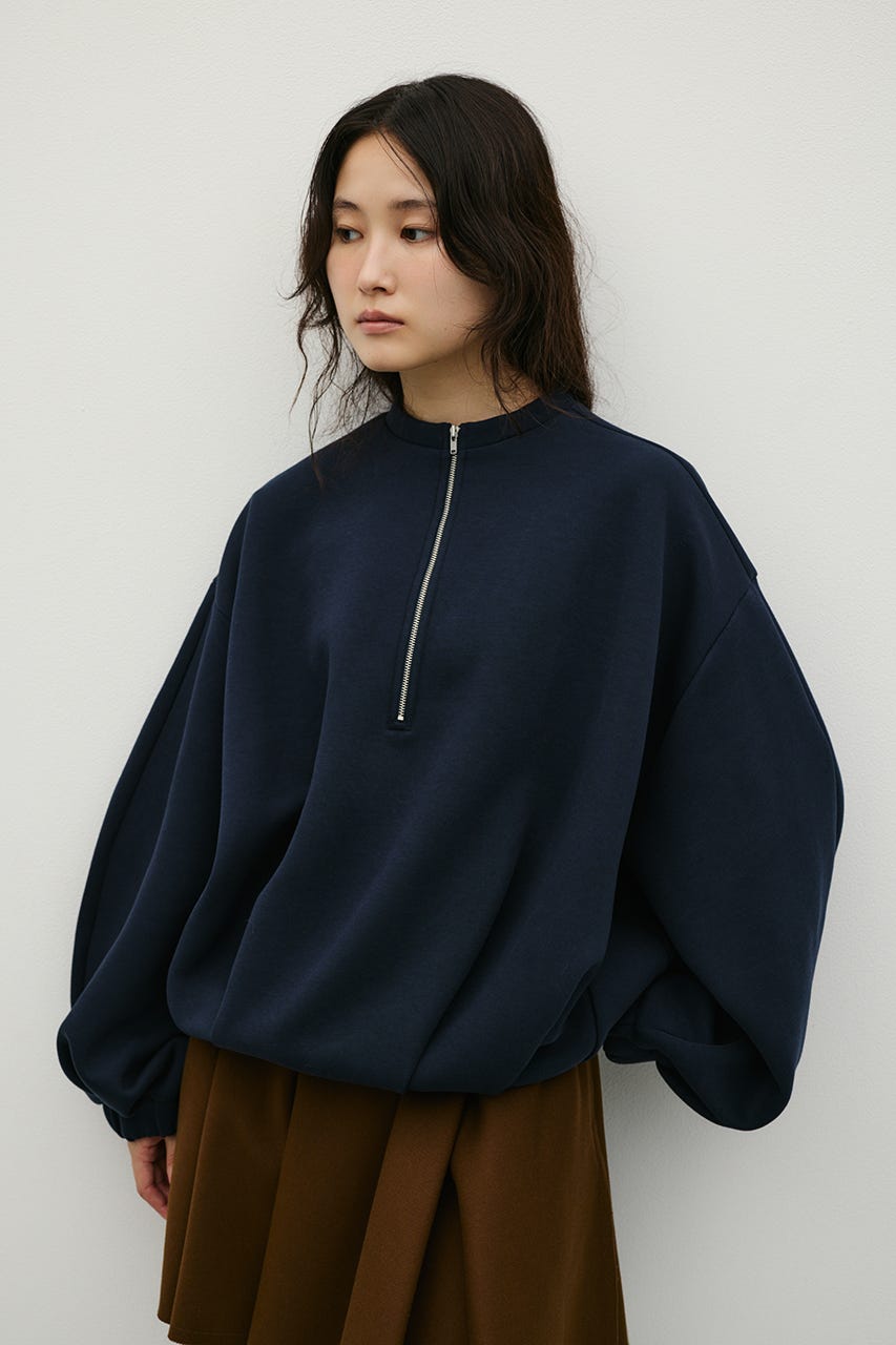 フロントジップダンボールスウェット NVY FREE