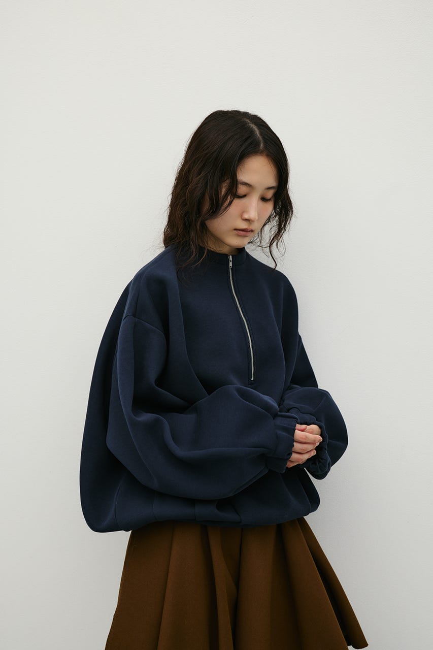 フロントジップダンボールスウェット NVY FREE
