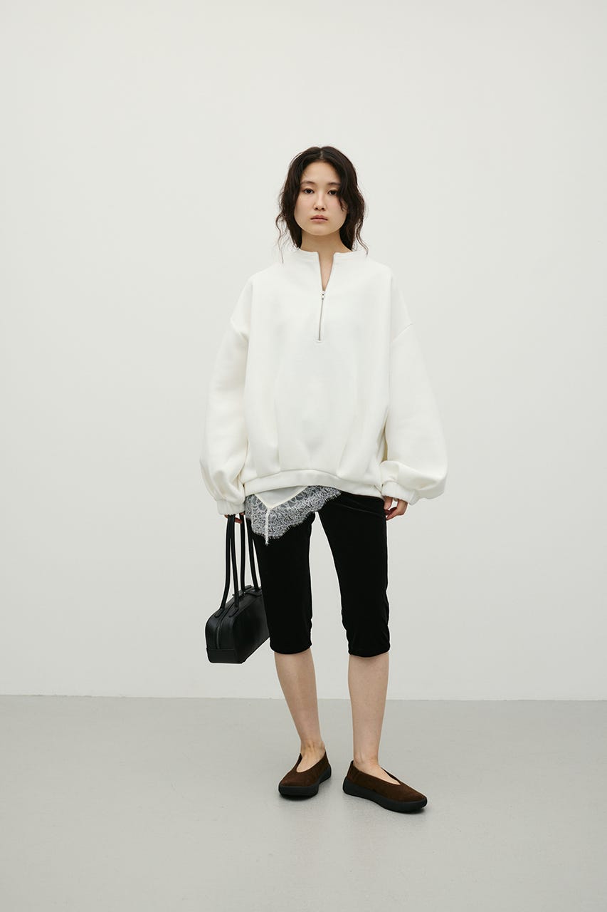 フロントジップダンボールスウェット WHT FREE