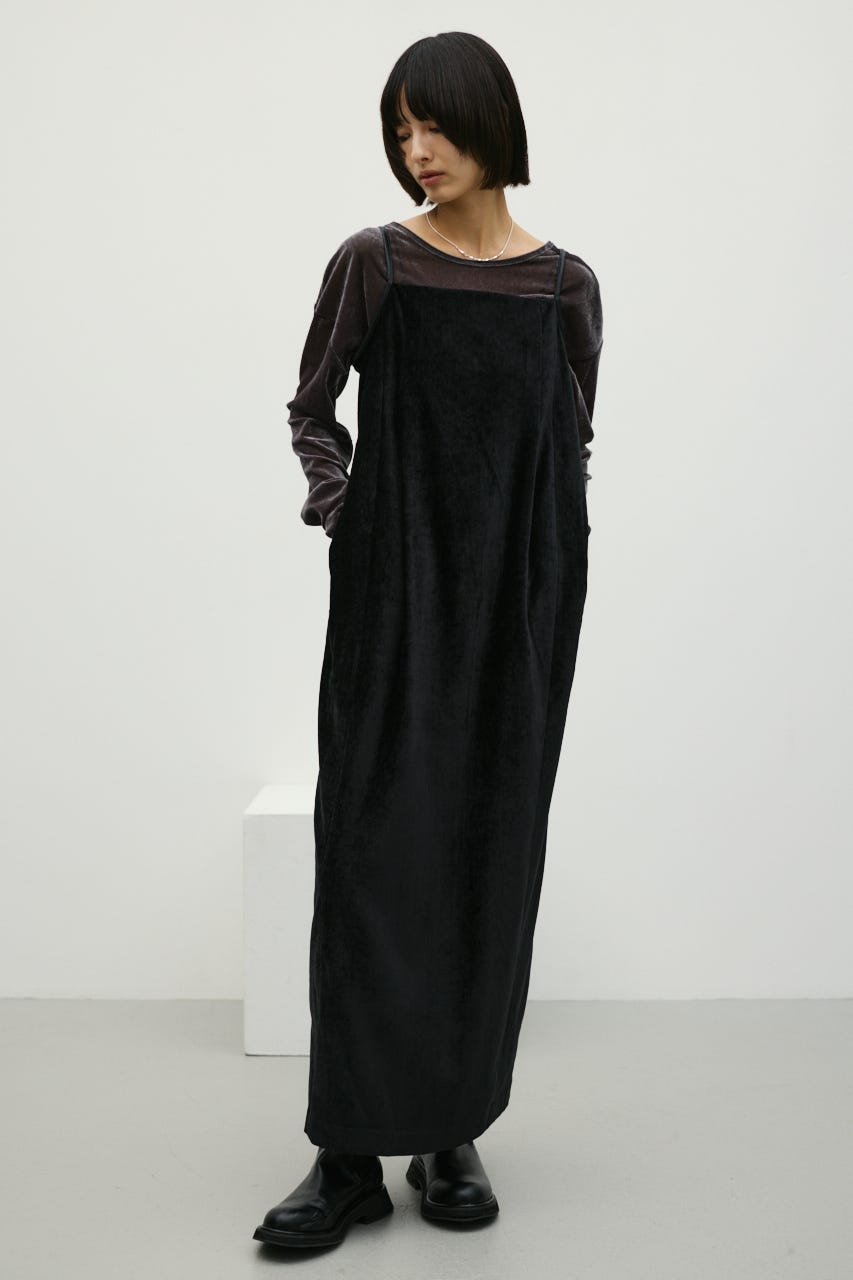 パイピングベロアキャミワンピース BLK M