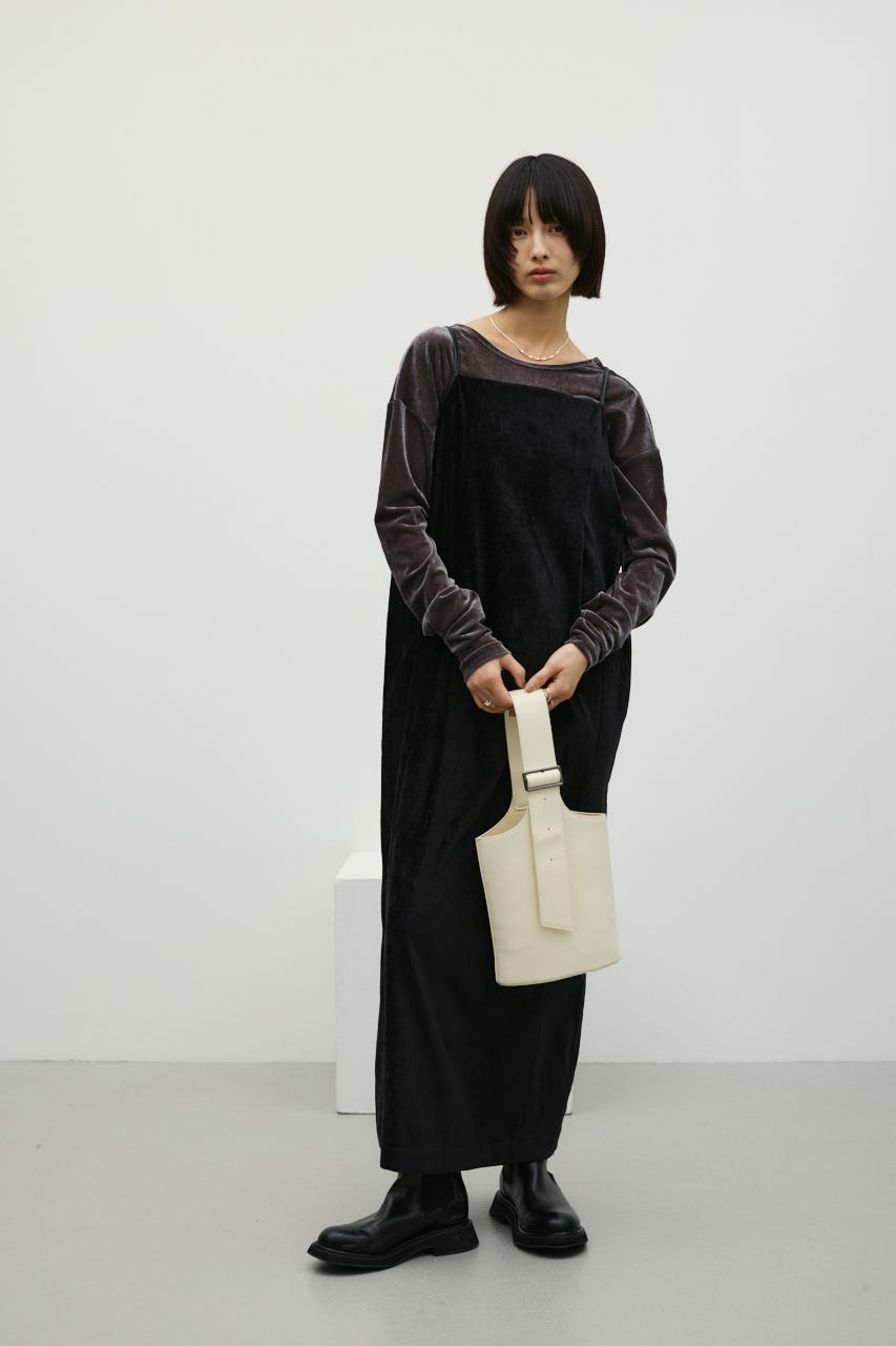 パイピングベロアキャミワンピース BLK M