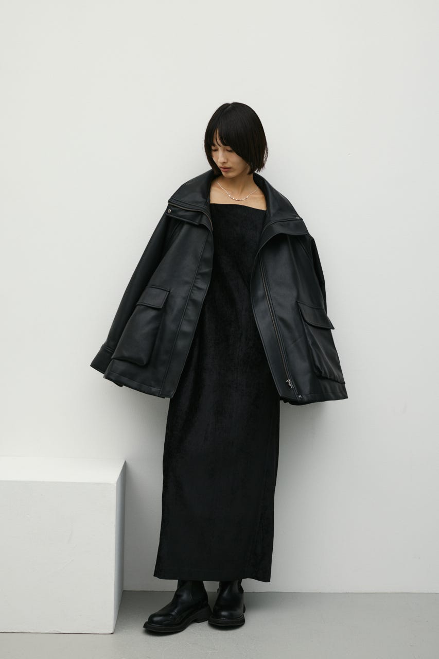 パイピングベロアキャミワンピース BLK M