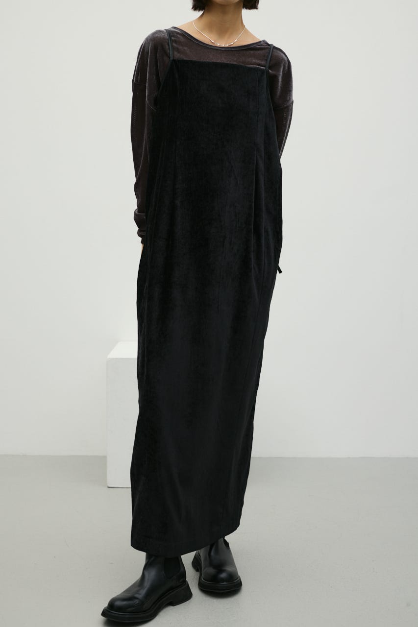 パイピングベロアキャミワンピース BLK M