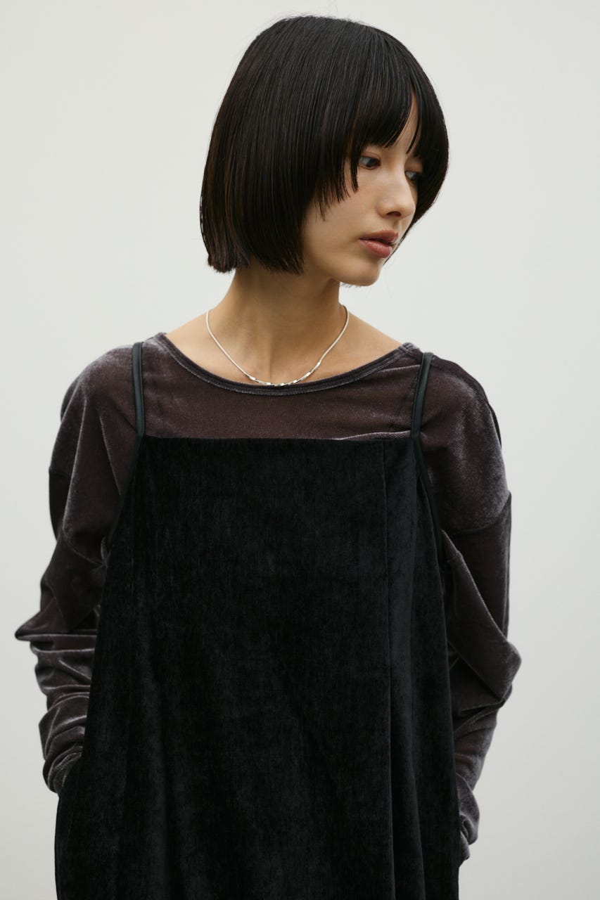 パイピングベロアキャミワンピース BLK M