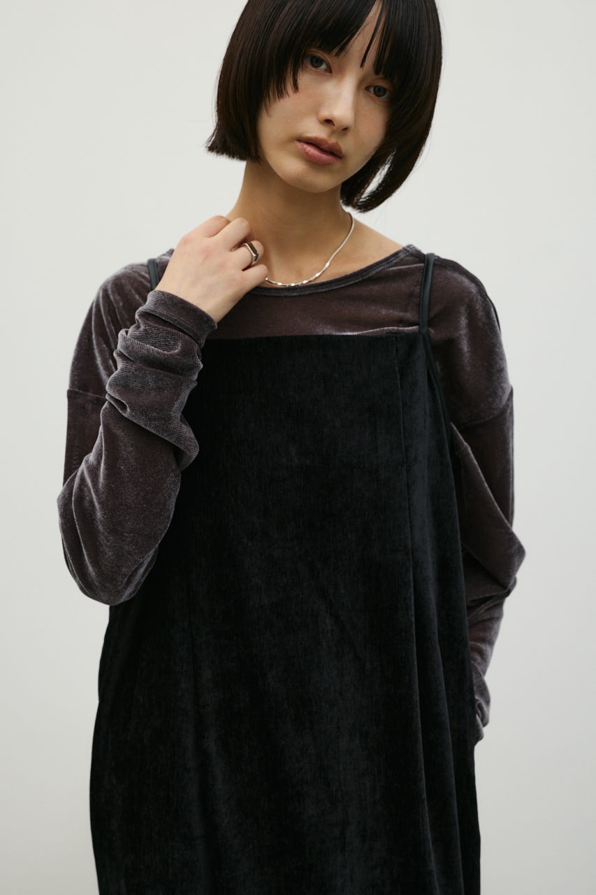 パイピングベロアキャミワンピース BLK M