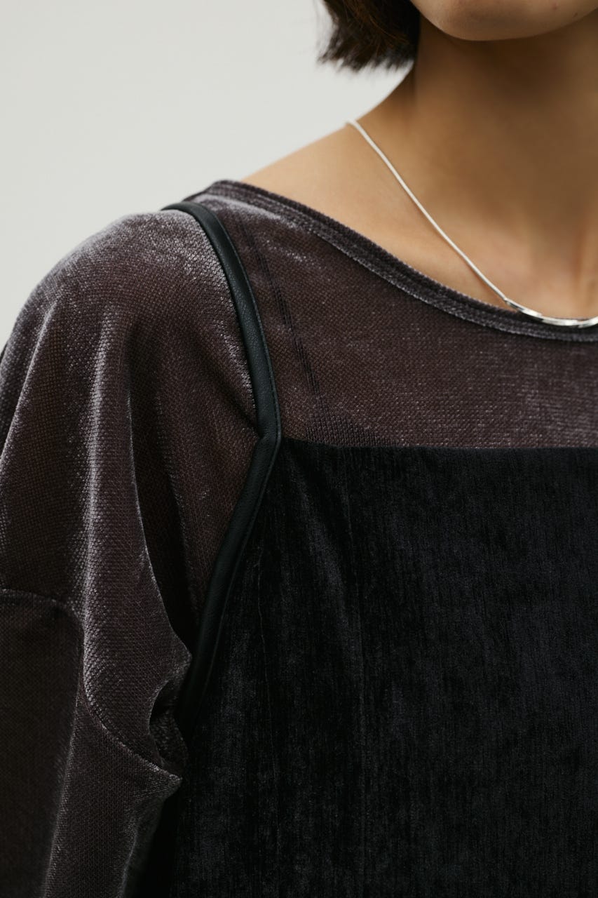 パイピングベロアキャミワンピース BLK M