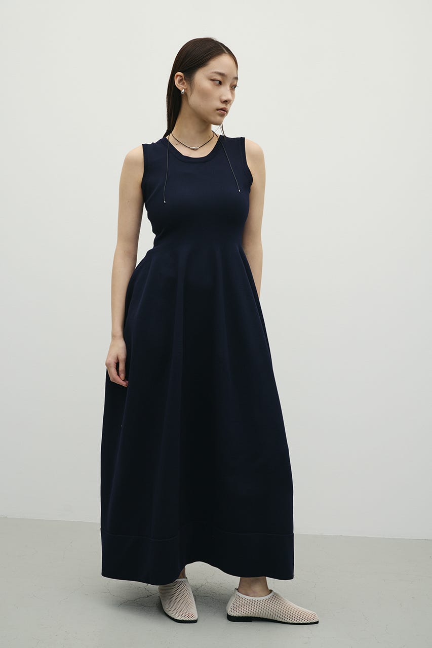 2ピースハーフスリーブポロニットワンピース NVY S