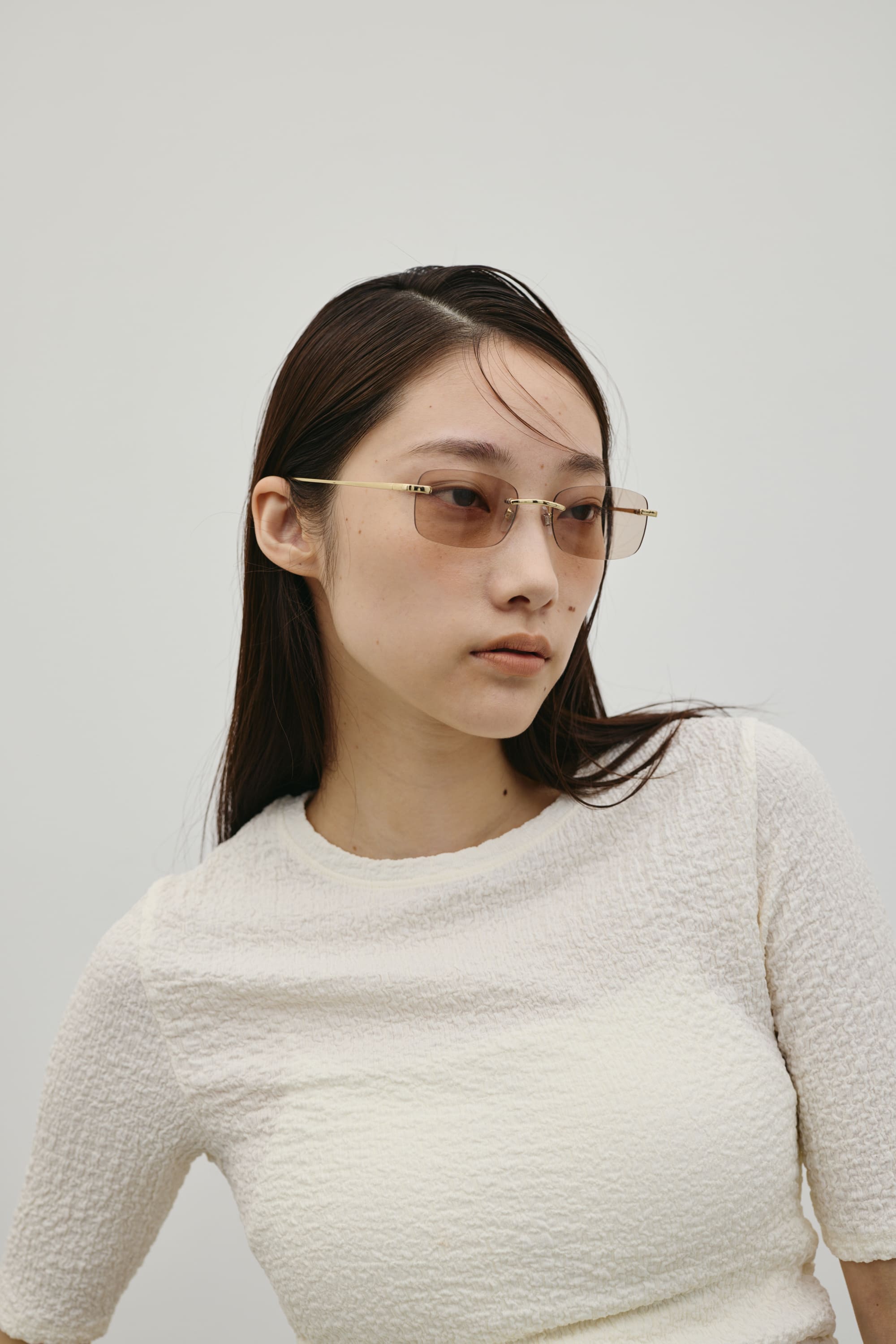 【noeyedia】リムレススクエアアイウエア L/BRN FREE