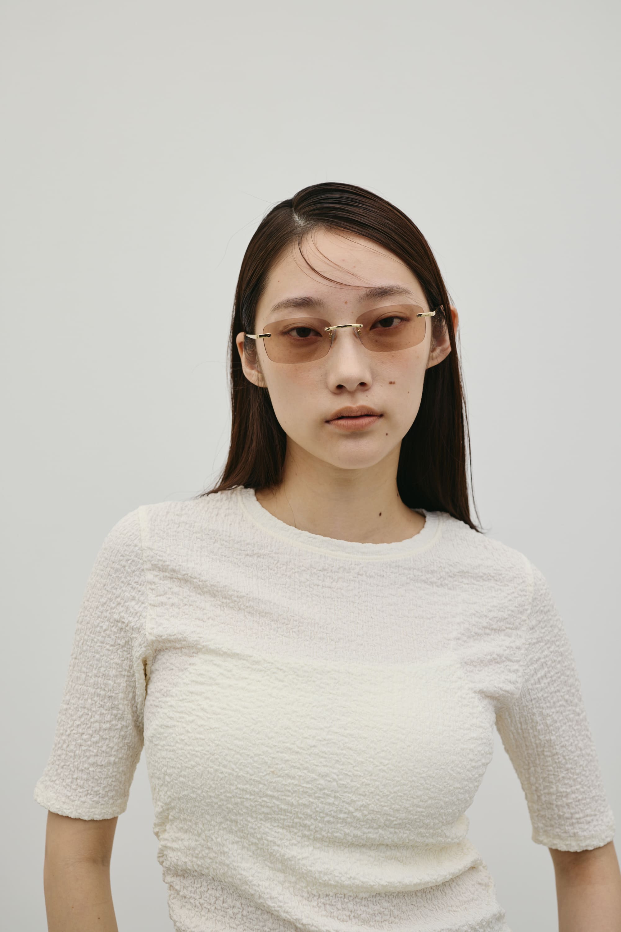 【noeyedia】リムレススクエアアイウエア L/BRN FREE