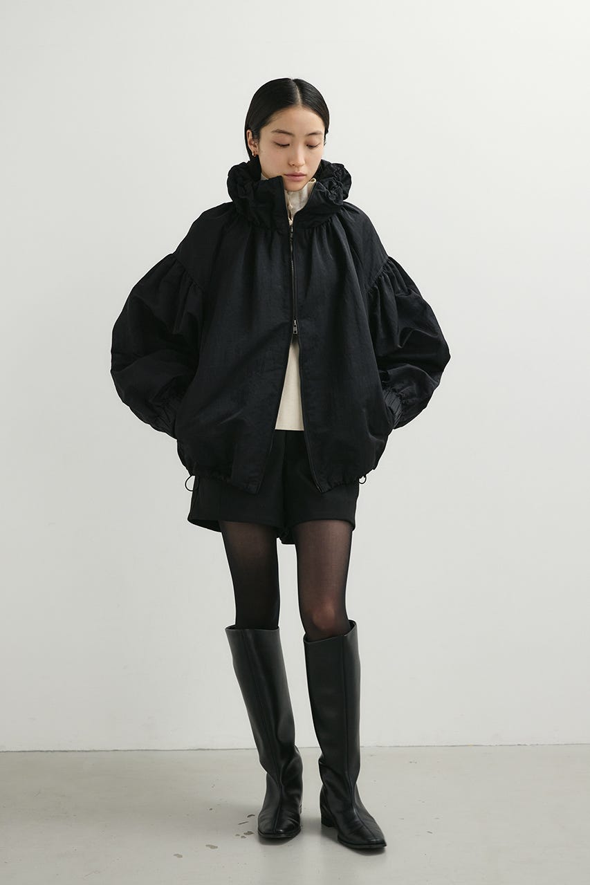 ギャザーネックブルゾン BLK FREE