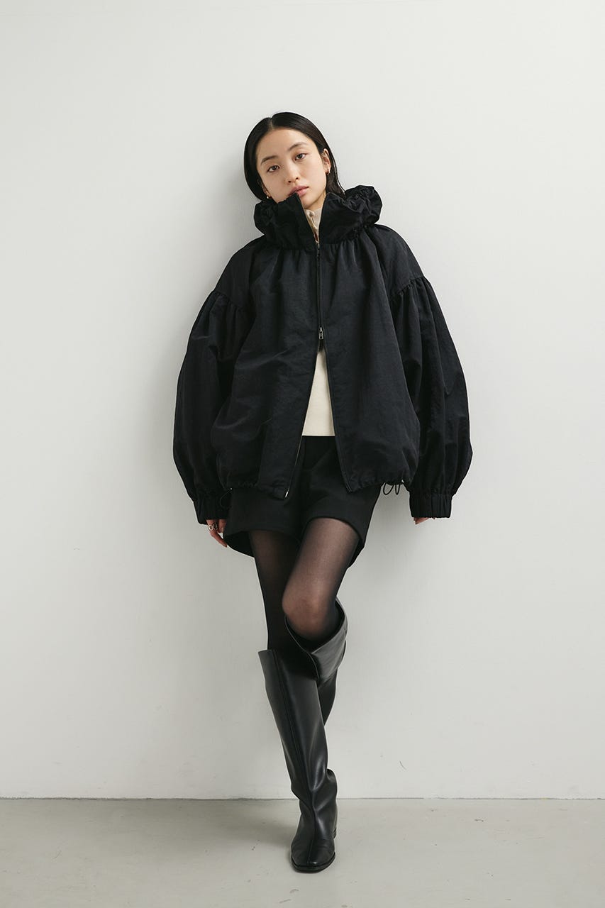 ギャザーネックブルゾン BLK FREE