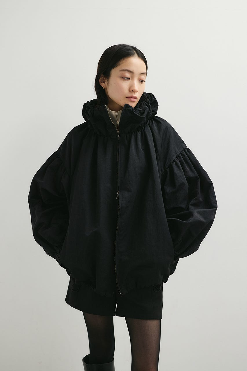 ギャザーネックブルゾン BLK FREE