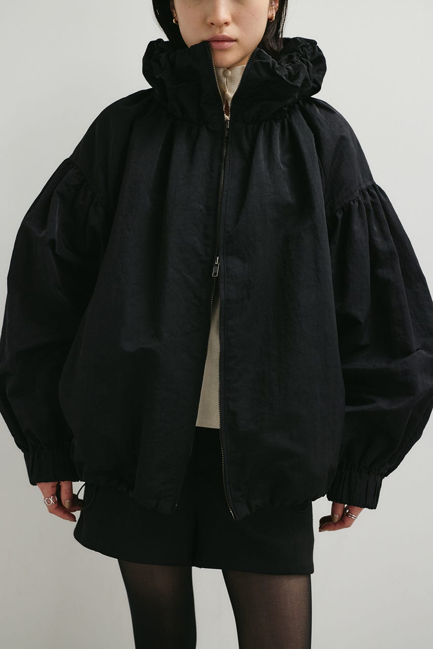 ギャザーネックブルゾン BLK FREE